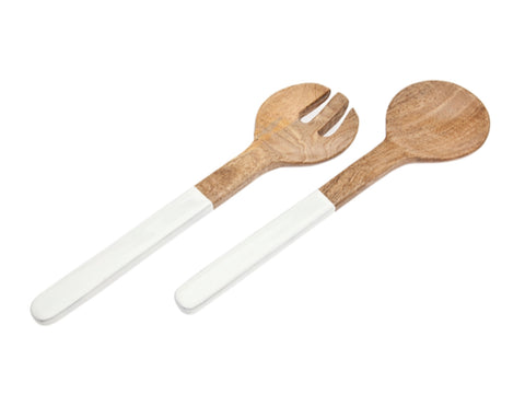 Salad Server- White / Wood