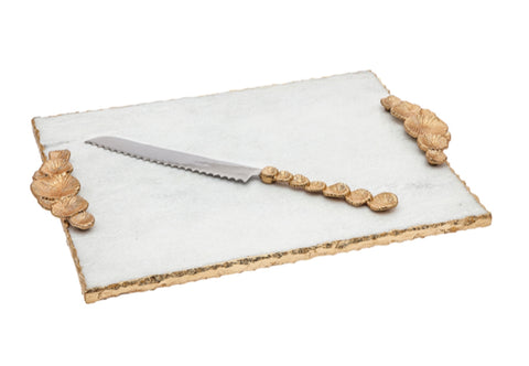Marble Challah Board with Knife