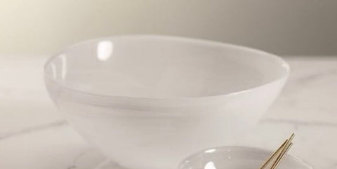 Glass white bowl large