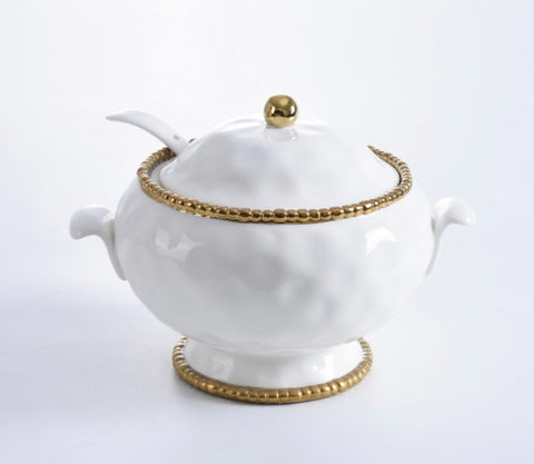 Soup Tureen & Ladle - Gold