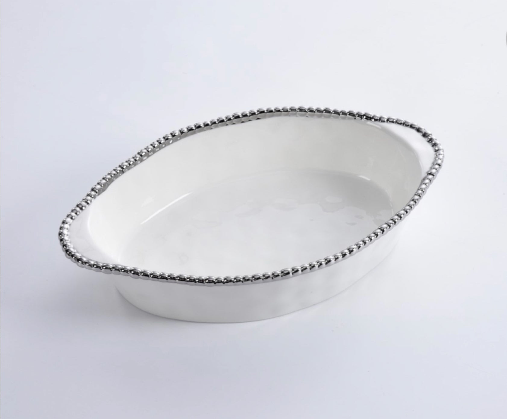Oval Baking Dish - White | Silver
