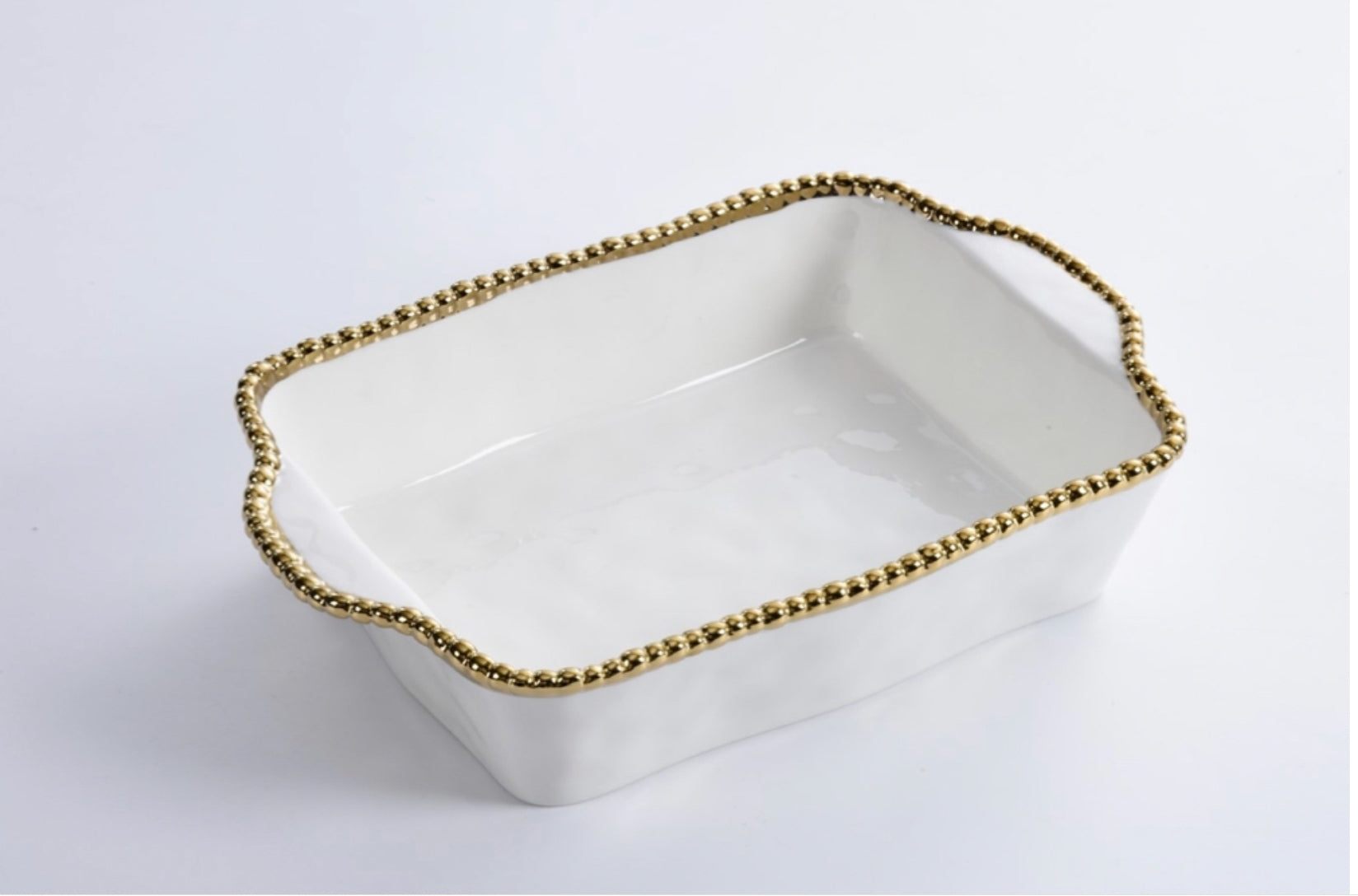 Square Baking Dish - White | Gold