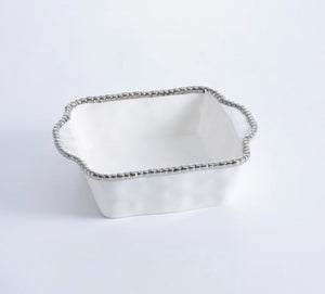 Square Baking Dish - White | Silver