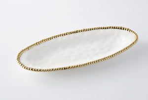 Oval Baking Dish - White | Gold