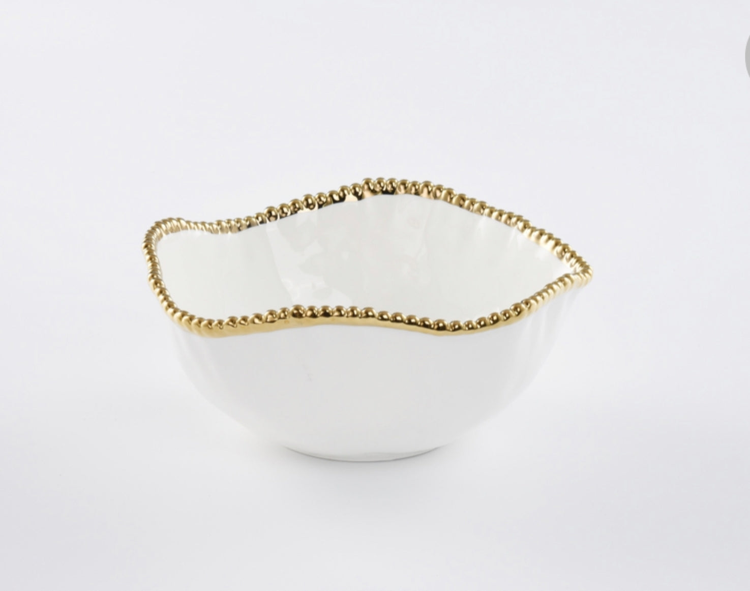 Large Salad Bowl - White | Gold