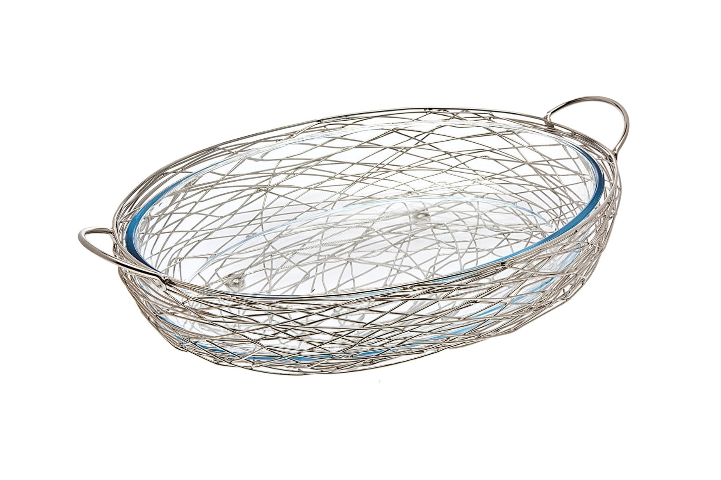 Nest Oval Glass Baker - Silver