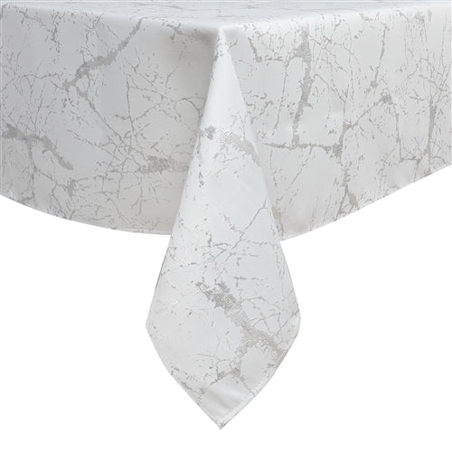 Jacquard Tablecloth - Marble White/Silver