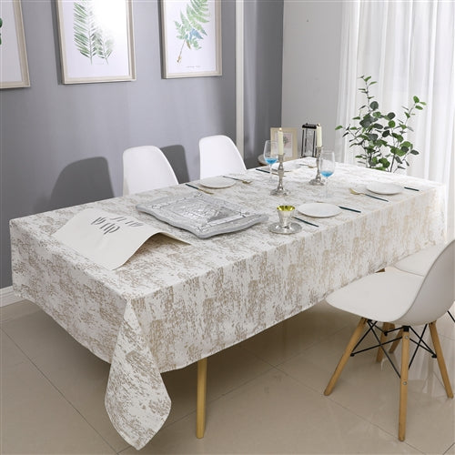 Jacquard Tablecloth - White Gold Mosaic Print