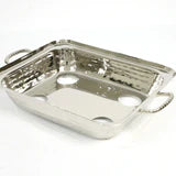 Silver Rectangle Aluminum Pan Holder with Twisted Handles