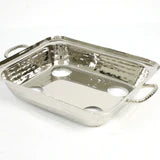 Twisted Handles Rectangle Aluminum Pan Holder - Silver