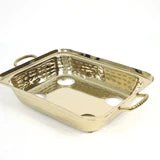 Twisted Handles Rectangle Aluminum Pan Holder - Gold