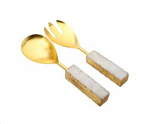 Salad Server with Agate Stone Handles